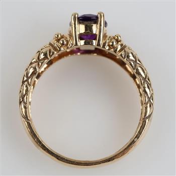 10kt Gold Purple Stone Embellished Ring