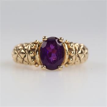 10kt Gold Purple Stone Embellished Ring