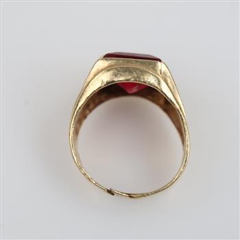 10kt Gold Red & Clear Stone Ring