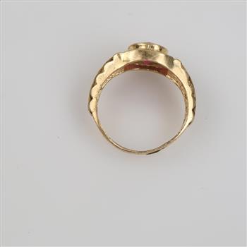 10kt Gold Red & Clear Stone Ring