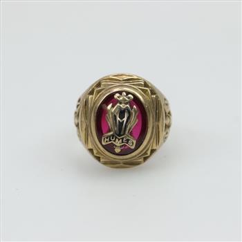 10kt Gold Red Spinel Class Ring