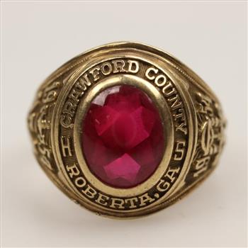 10kt Gold Red Spinel Class Ring