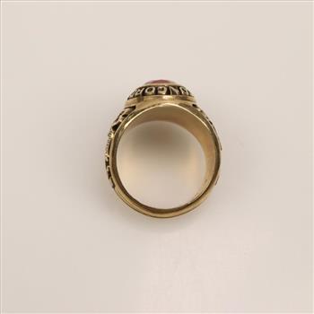10kt Gold Red Stone Class Ring