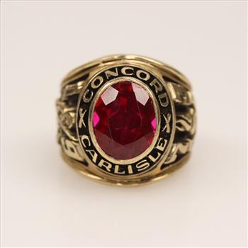 10kt Gold Red Stone Class Ring