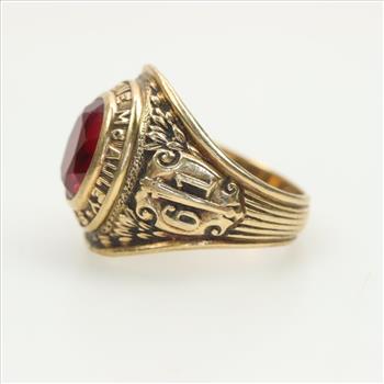 10kt Gold Red Stone Class Ring