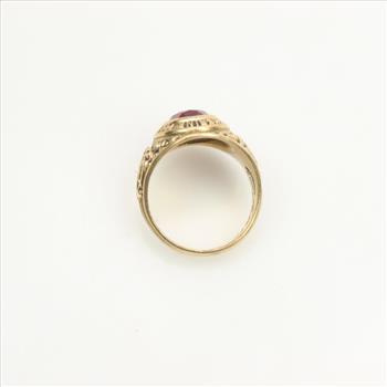 10kt Gold Red Stone Class Ring