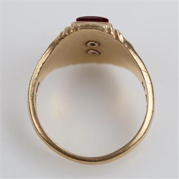 10kt Gold Red Stone Class Ring