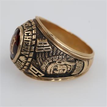 10kt Gold Red Stone Class Ring