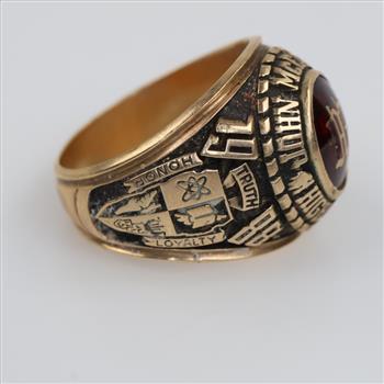 10kt Gold Red Stone Class Ring
