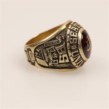 10kt Gold Red Stone Class Ring