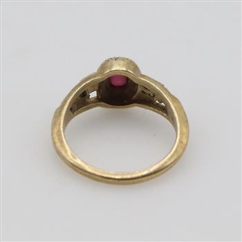 10kt Gold Red Stone Class Ring