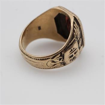 10kt Gold Red Stone Class Ring