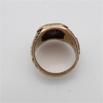 10kt Gold Red Stone Class Ring