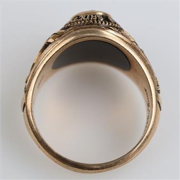 10kt Gold Red Stone Class Ring