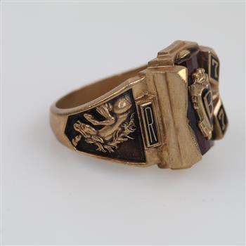 10kt Gold Red Stone Class Ring