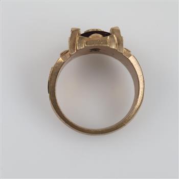 10kt Gold Red Stone Class Ring