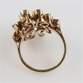 10kt Gold Red Stone Diamond Accent Ring