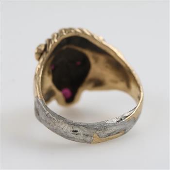 10kt Gold Red Stone Lion Ring
