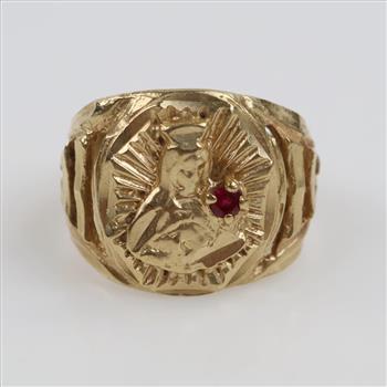 10kt Gold Red Stone Ring