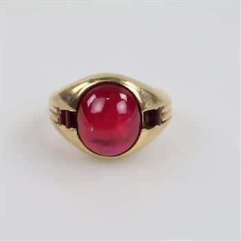 10kt Gold Red Stone Ring