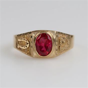 10kt Gold Red Stone Ring