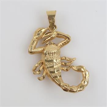 10kt Gold Red Stone Scorpion Pendant