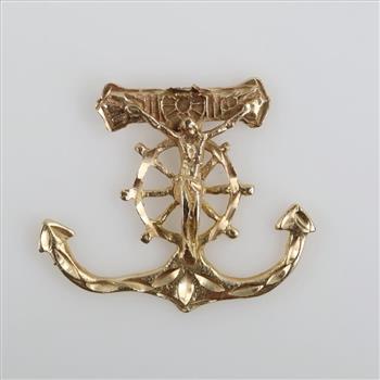 10kt Gold Religious Anchor Pendant