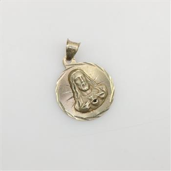 10kt Gold Religious Round Pendant