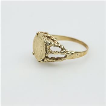 10kt Gold ring With 1865 Gold Mexican Maximilian Religious Token