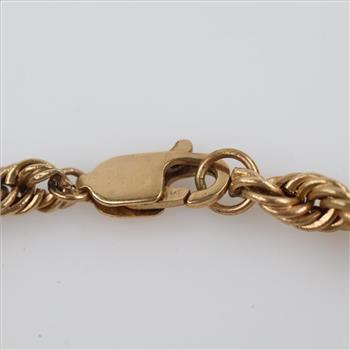10kt Gold Rope Chain Bracelet