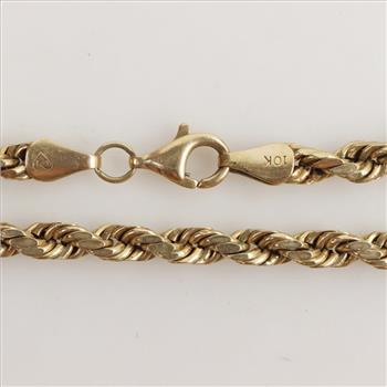 10kt Gold Rope Chain Bracelet