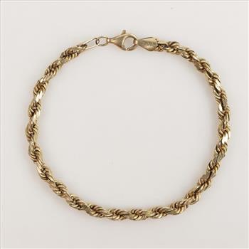 10kt Gold Rope Chain Bracelet