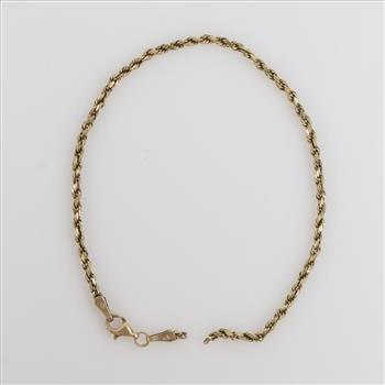10kt Gold Rope Chain Bracelet