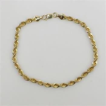 10kt Gold Rope Chain Bracelet