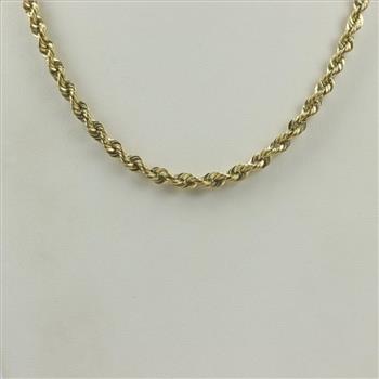 10kt Gold Rope Chain Hollow Necklace