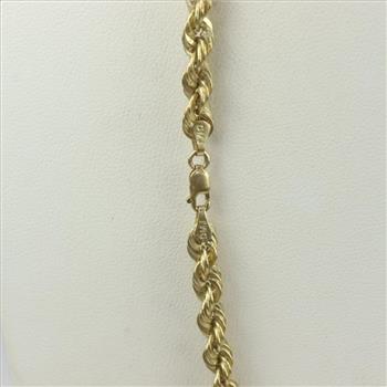 10kt Gold Rope Chain Hollow Necklace