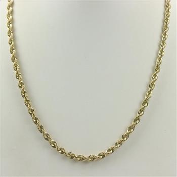 10kt Gold Rope Chain Hollow Necklace