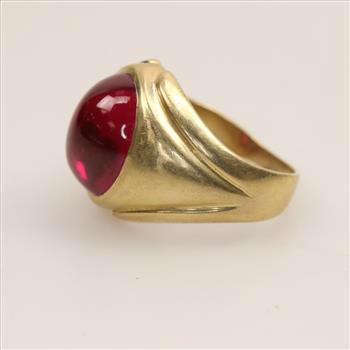 10kt Gold Ruby Dome Signet Ring