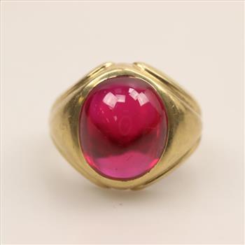 10kt Gold Ruby Dome Signet Ring