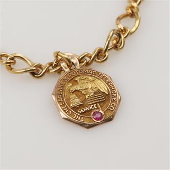 10kt Gold Ruby Pendant Bracelet