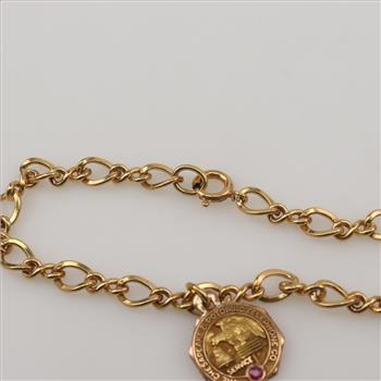 10kt Gold Ruby Pendant Bracelet