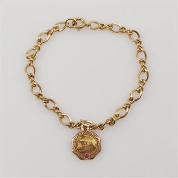 10kt Gold Ruby Pendant Bracelet