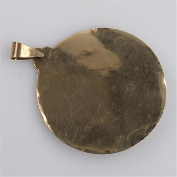 10kt Gold Semi Hollow Red Stone Pendant