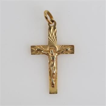 10kt Gold Semi Hollow Religious Cross Pendant