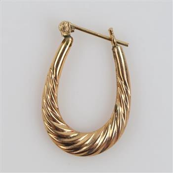 10kt Gold Single Hollow Hoop Earring