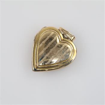 10kt Gold Sterling Silver Accented Diamond Heart Locket