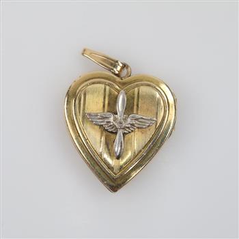 10kt Gold Sterling Silver Accented Diamond Heart Locket