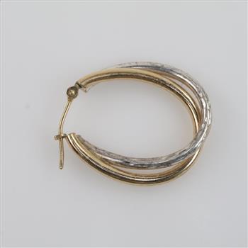 10kt Gold Sterling Silver Hollow Double Hoop Earring