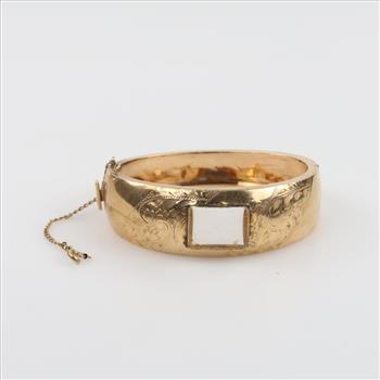 10kt Gold Tapered Cuff Style Watch Bracelet