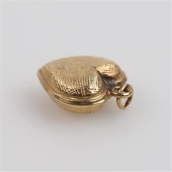 10kt Gold Textured Hollow Heart Pendant